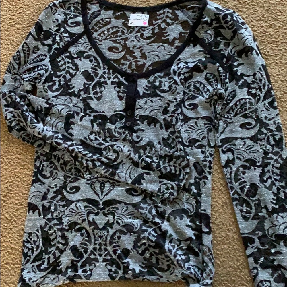 Free People printed Black Top